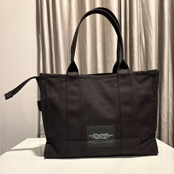 Marc Jacobs Black Canvas Tote with White Logo Text - Picture 6 of 9